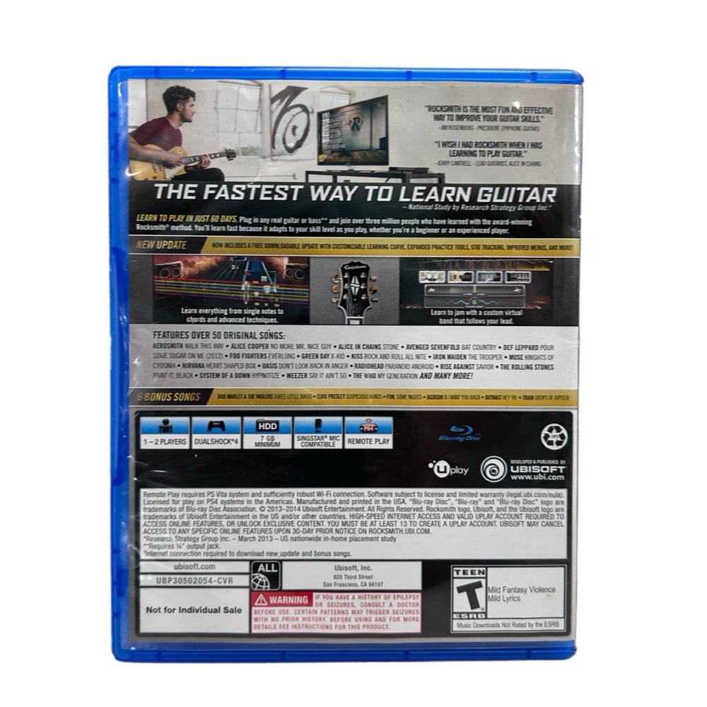 Rocksmith Remastered Sony Playstation 4 PS4 game 2014 Rated T | Finer Things Resale