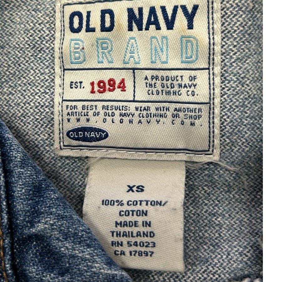 Old Navy fitted blue jean denim jacket YK2 Retro Vintage 2000s XSMALL | Finer Things Resale