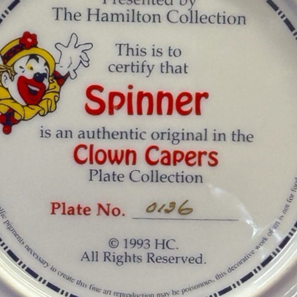 Hamilton Collection Clown Capers Spinner gold rim collector plate VINTAGE 1993 | Finer Things Resale