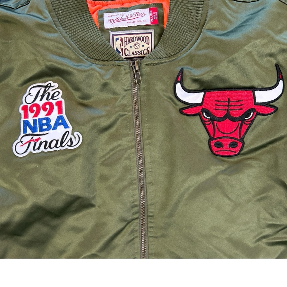 Mitchell & Ness 1991 NBA Chicago Bulls Satin Bomber Jacket Coat SIZE 2XL