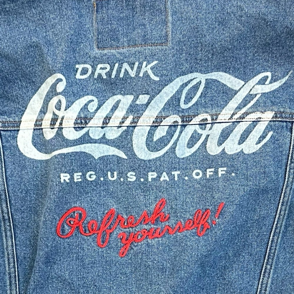 Coca-Cola Coke Blue Jean Denim Jacket Trucker Coat SIZE LARGE | Finer Things Resale