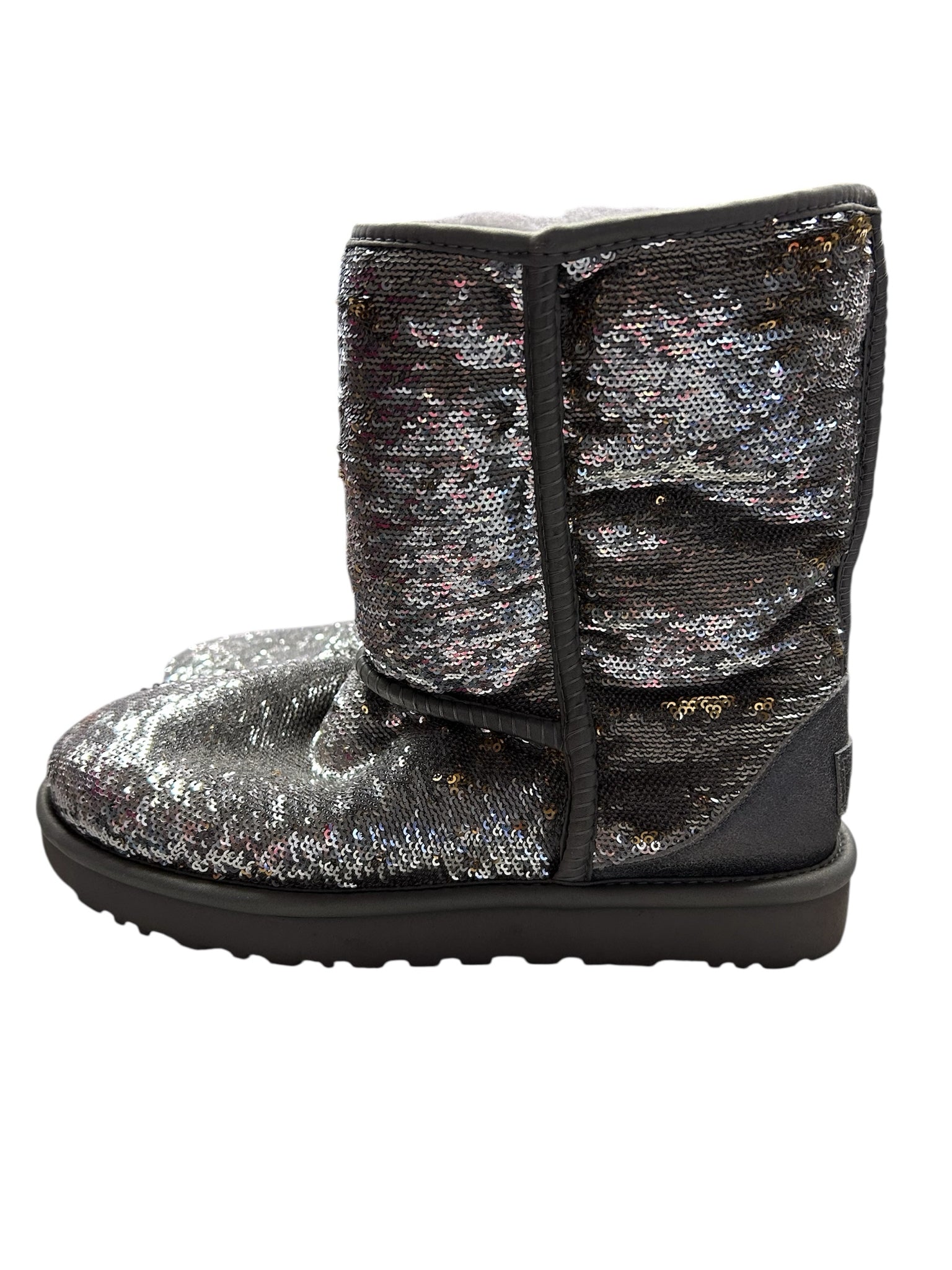 UGG Classic Short Cosmos Sequin Boots Silver Gold SIZE 9 | Finer Things Resale