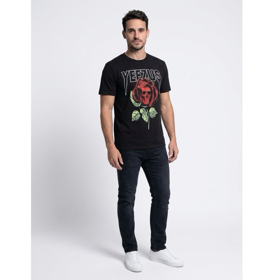 Yeezus T-Shirt Black Skull Rose Graphic Kanye West Style Spectra USA Mens SMALL | Finer Things Resale