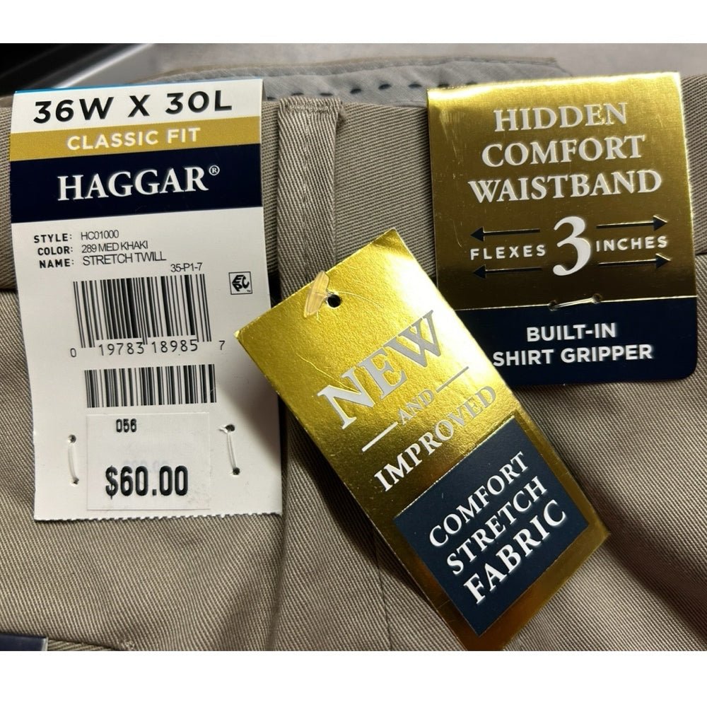 Haggar Premium Khaki Twill Stretch Classic Fit Pants SIZE 36x30 NWT! | Finer Things Resale