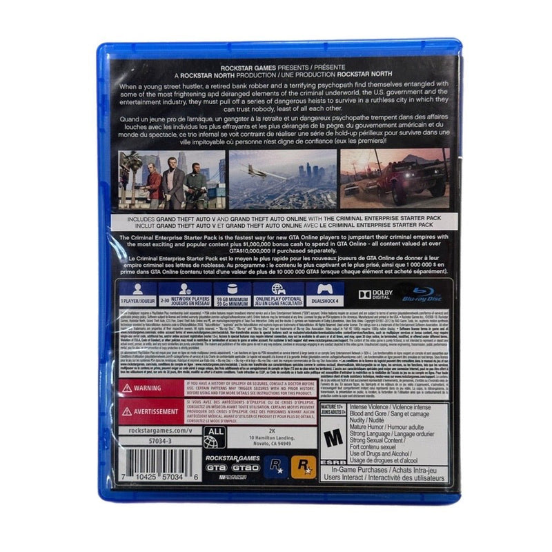 Grand Theft Auto V: Premium Edition GTA Playstation 4 PS4 game 2014 Rated 17+ | Finer Things Resale