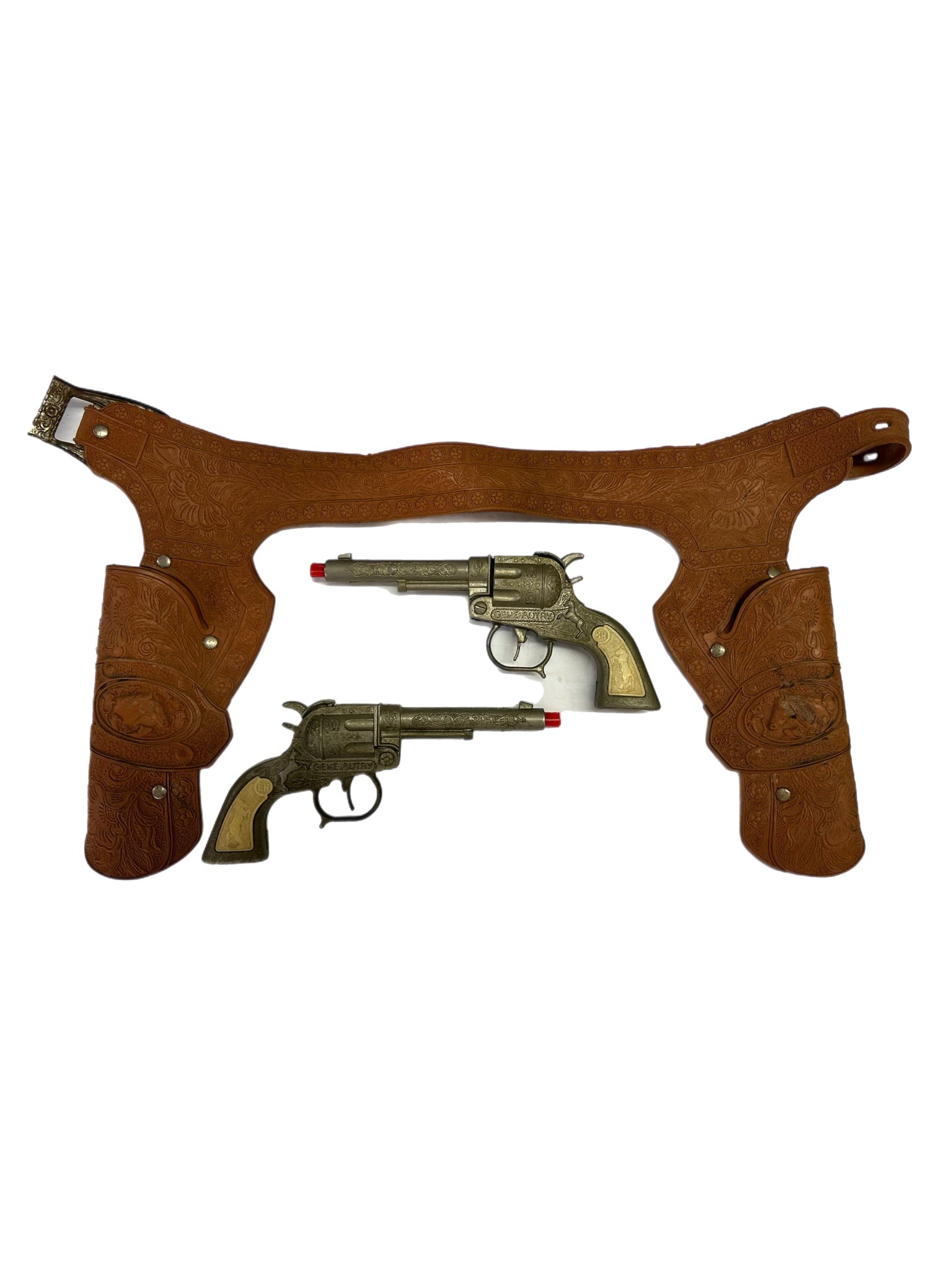 Buzz Henry Gene Autry 2 cap gun pistols with dura-hide holster VINTAGE 1950'S | Finer Things Resale