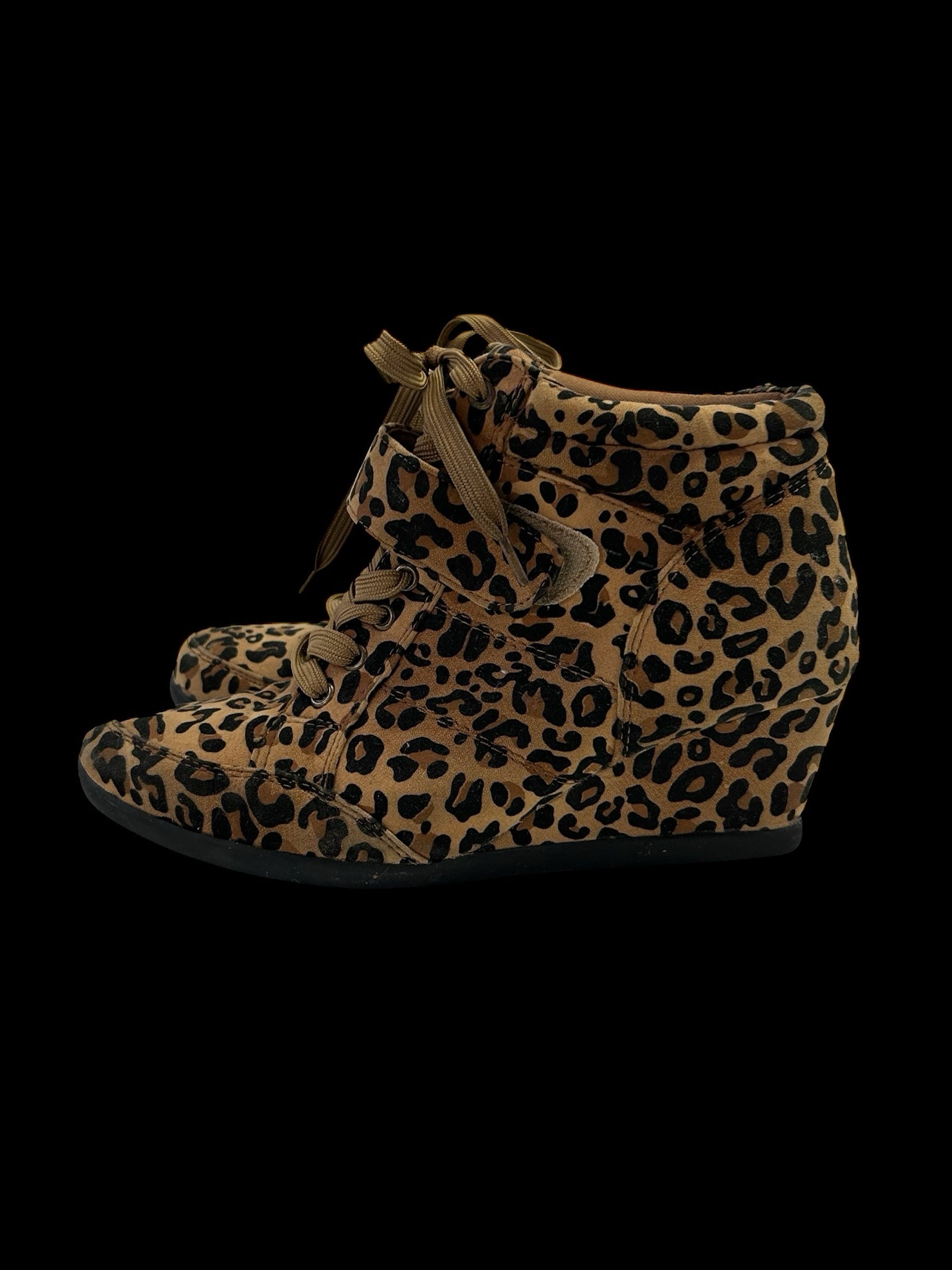 Forever Leopard  Print Wedge Ankle Boots Booties SIZE