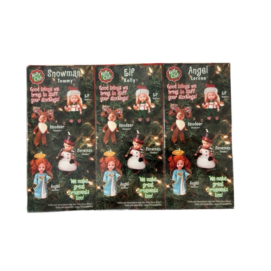 2001 Barbie Kelly Club Holiday 3 Doll Set Angel Elf Snowman 54690 NRFB | Finer Things Resale