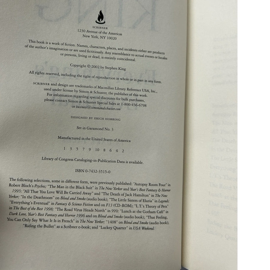 Everythings's Eventual Stephen King Hardback DJ Scribner 2002 | Finer Things Resale