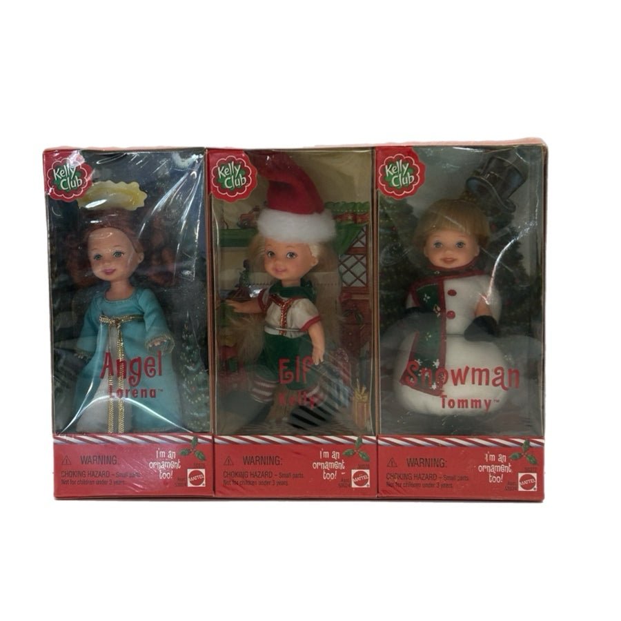 2001 Barbie Kelly Club Holiday 3 Doll Set Angel Elf Snowman 54690 NRFB | Finer Things Resale