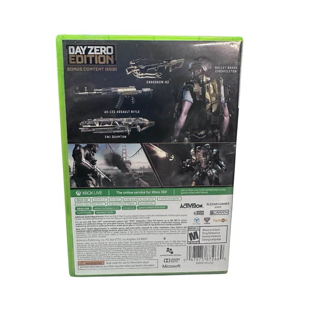 Call of Duty: Advanced Warfare Day Zero Edition XBOX 360 game Rated M 17+ 2014 | Finer Things Resale