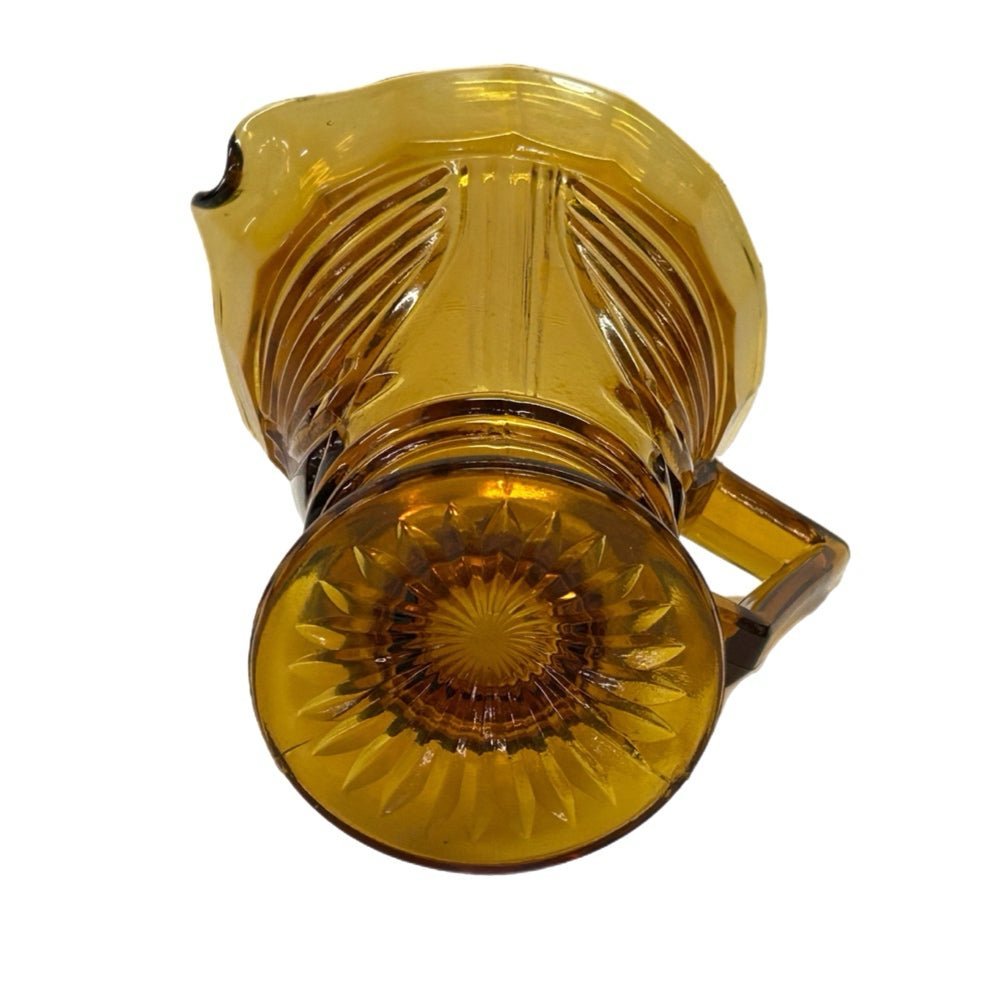 Sowerby Art Deco Amber Glass Pitcher Jar Jug 7" | Finer Things Resale