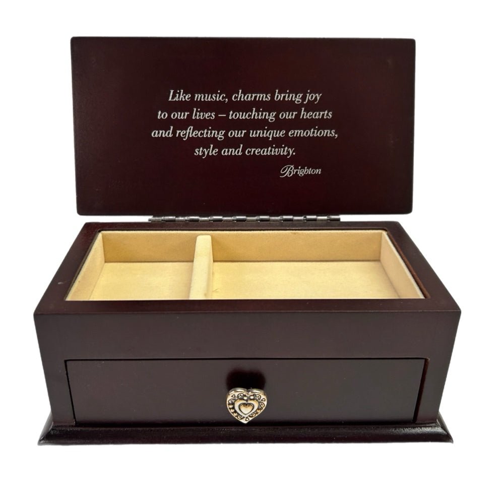 Brighton It's a Keeper Mahogany Wooden Jewelry Charm Box | Finer Things Resale