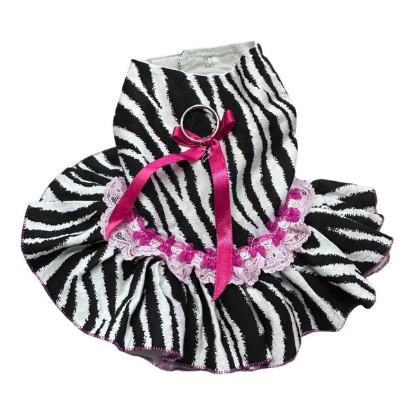 Zebra stripe party dress outfit DOG CLOTHING SIZE XSMALL | Finer Things Resale