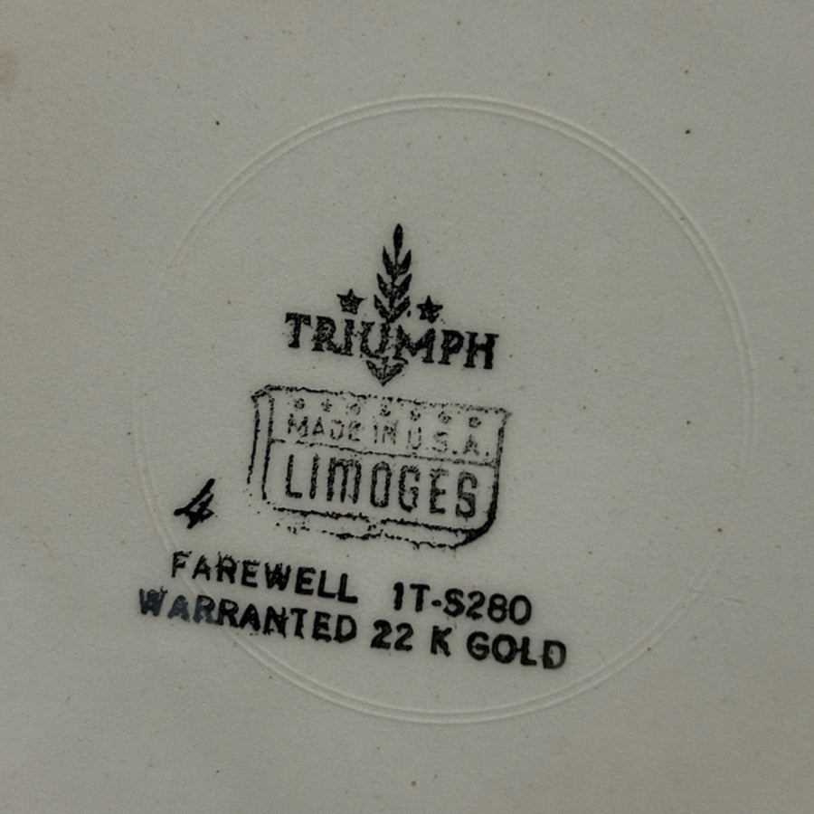 Triumph Limoges Farewell Plated 22K Gold Trim Dinner Plate VINTAGE 1950's | Finer Things Resale
