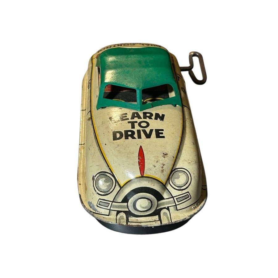 Louis Marx & Co Learn To Drive Safe Driving School Tin Litho Wind-up Toy Car USA | Finer Things Resale