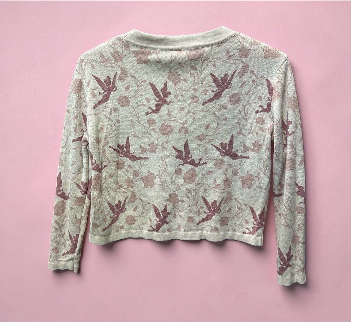 Disney Tinkerbell long sleeve print cardigan sweater SIZE SMALL | Finer Things Resale