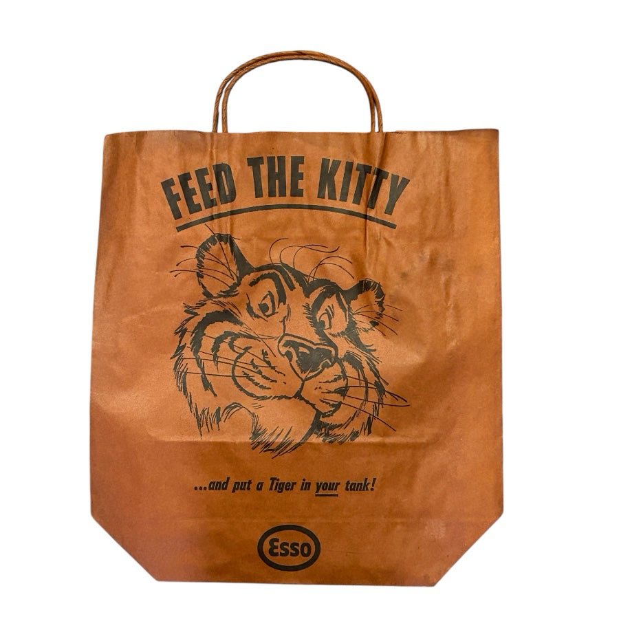 Esso Oil Feed the Kitty Put a Tiger in Your Tank Treat Paper Bag UNUSED 1960s | Finer Things Resale