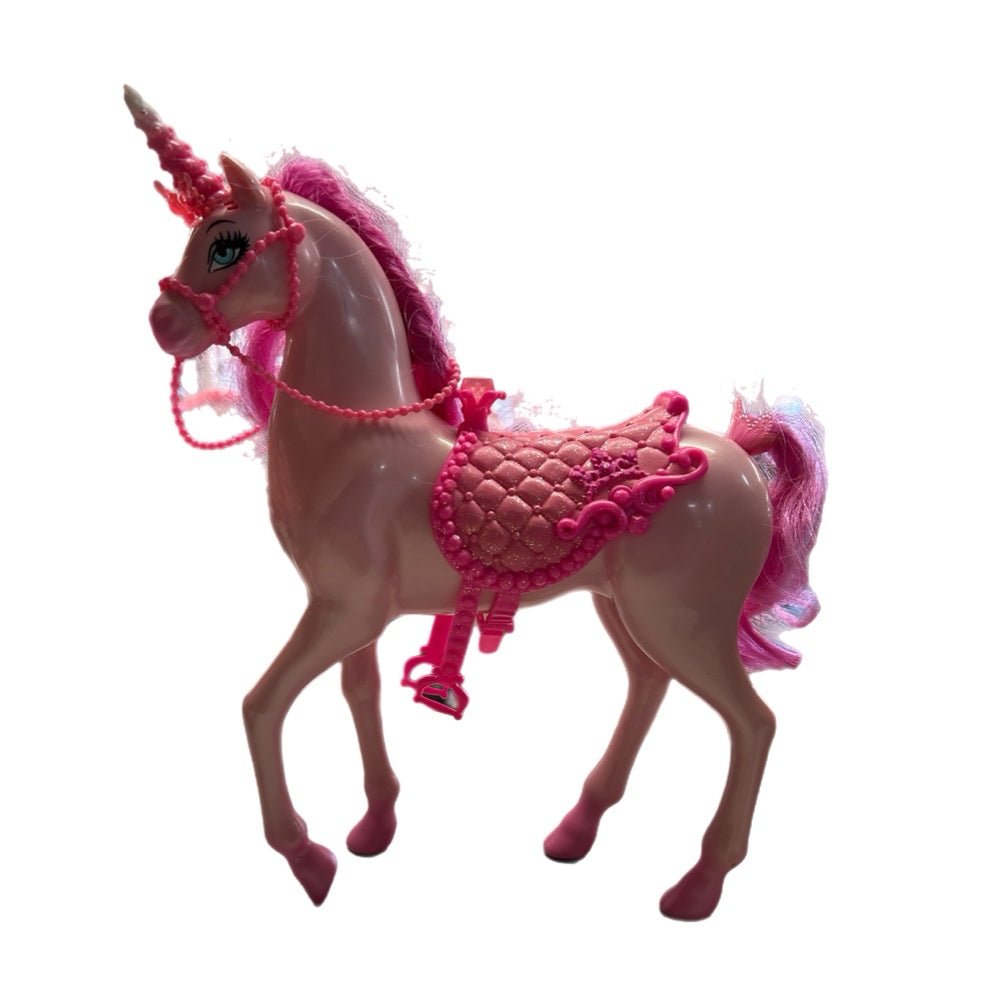 Barbie Princess Fairytail Magic Pink Unicorn Horse w/ crown & saddle Mattel 2012 | Finer Things Resale