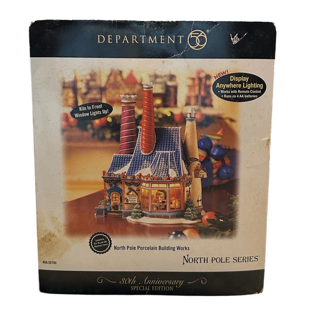 Dept 56 North Pole Porcelain Building Works Village House 30 Anniversay RETIRED | Finer Things Resale