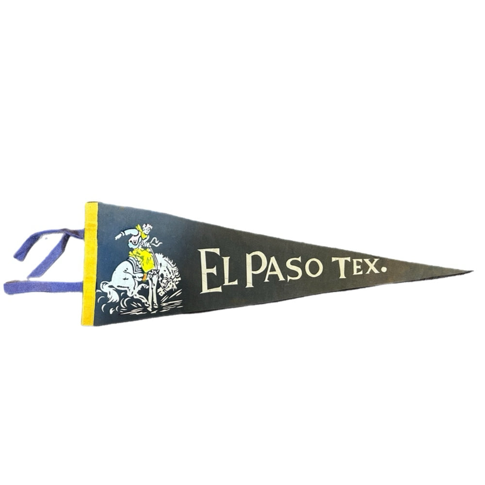 El Paso Texas Cowboy Rodeo Western felt pennant VINTAGE 1950's | Finer Things Resale