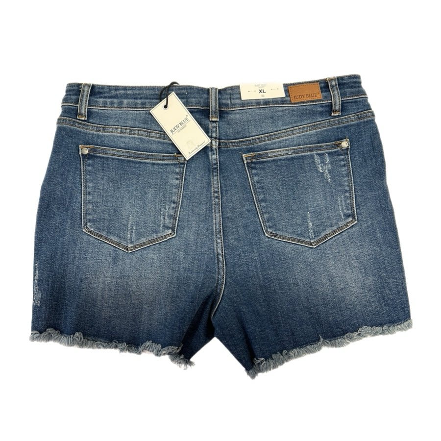 Judy Blue High Waist Distressed Daisy Patch Denim Shorts JB150048 BRAND NEW! | Finer Things Resale