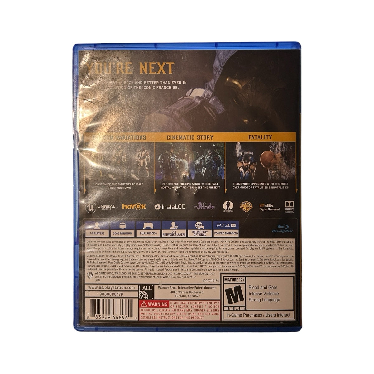 Mortal Kombat 11 Playstation 4 PS4 Sony 2019 Rate M