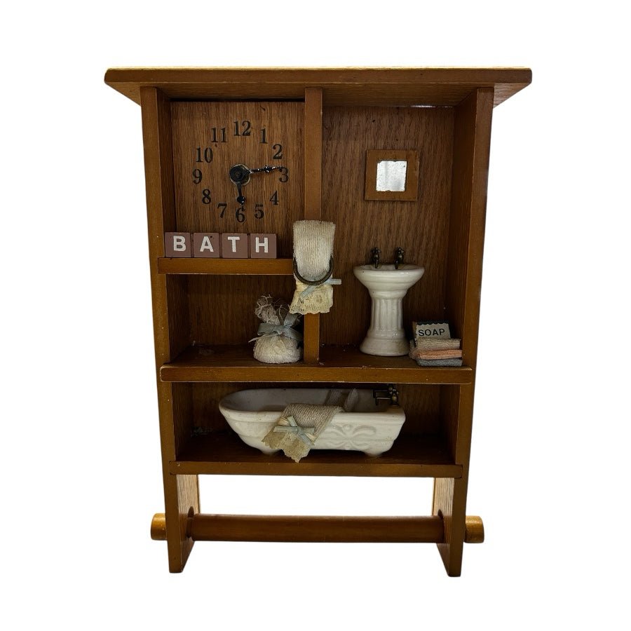 Rustic Wooden Bathroom Wall Shelf Shadow box Farmhouse Decor VINTAGE 1990's | Finer Things Resale
