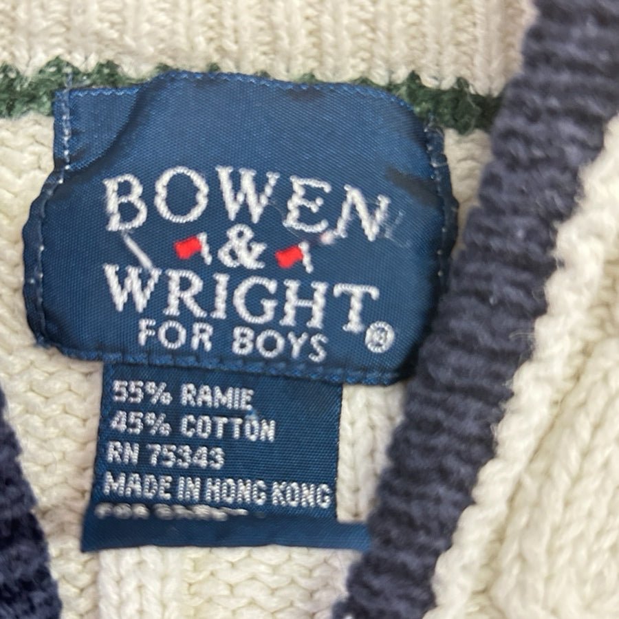 Bowen & Wright Boys Cable Nit Cardigan Sweater Ramie Cotton 3T VINTAGE 1990s | Finer Things Resale