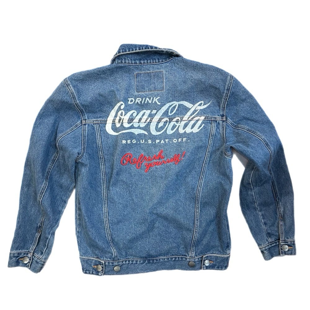 Coca-Cola Coke Blue Jean Denim Jacket Trucker Coat SIZE LARGE | Finer Things Resale