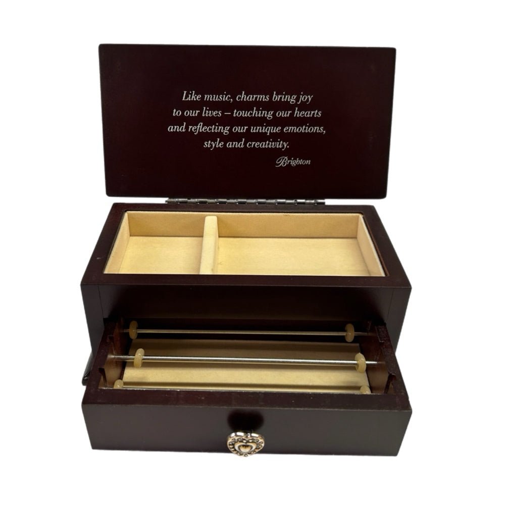 Brighton It's a Keeper Mahogany Wooden Jewelry Charm Box | Finer Things Resale