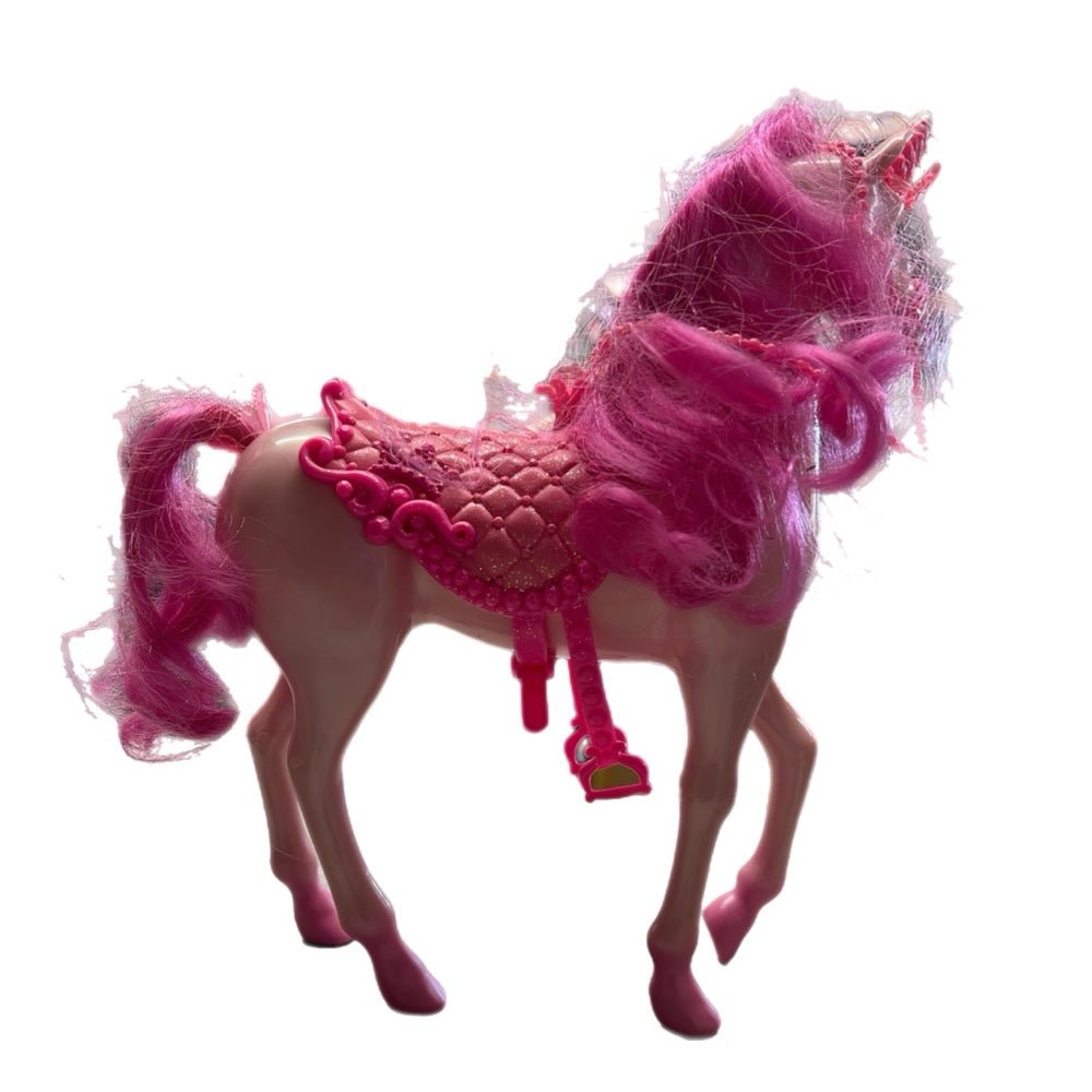 Barbie Princess Fairytail Magic Pink Unicorn Horse w/ crown & saddle Mattel 2012 | Finer Things Resale