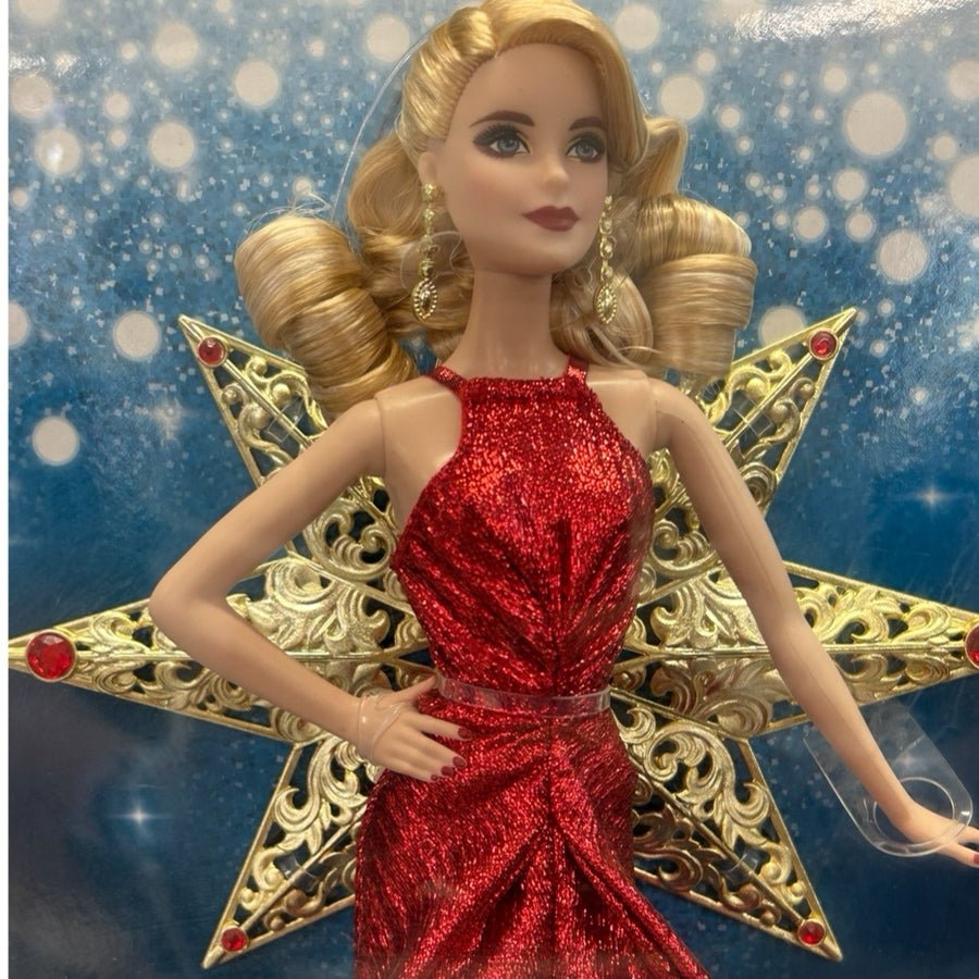 2017 Holiday Barbie Collector Doll Blond Red Gown Mattel DYX39 NEW NRFB | Finer Things Resale