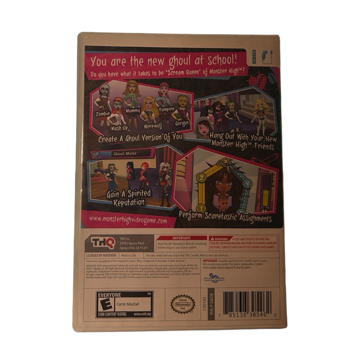 Monster High Ghoul Spirit Nintendo Wii game THQ 2011 Rated E