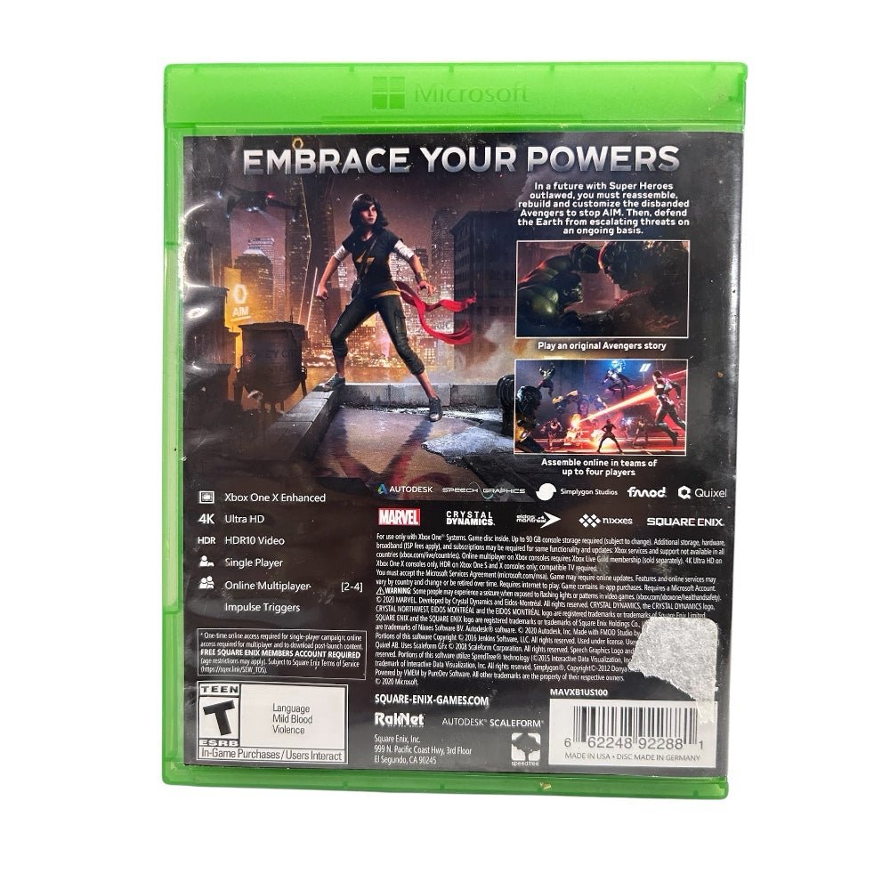 Marvel Avengers XBOX One Game Microsoft 2020 Rated T | Finer Things Resale
