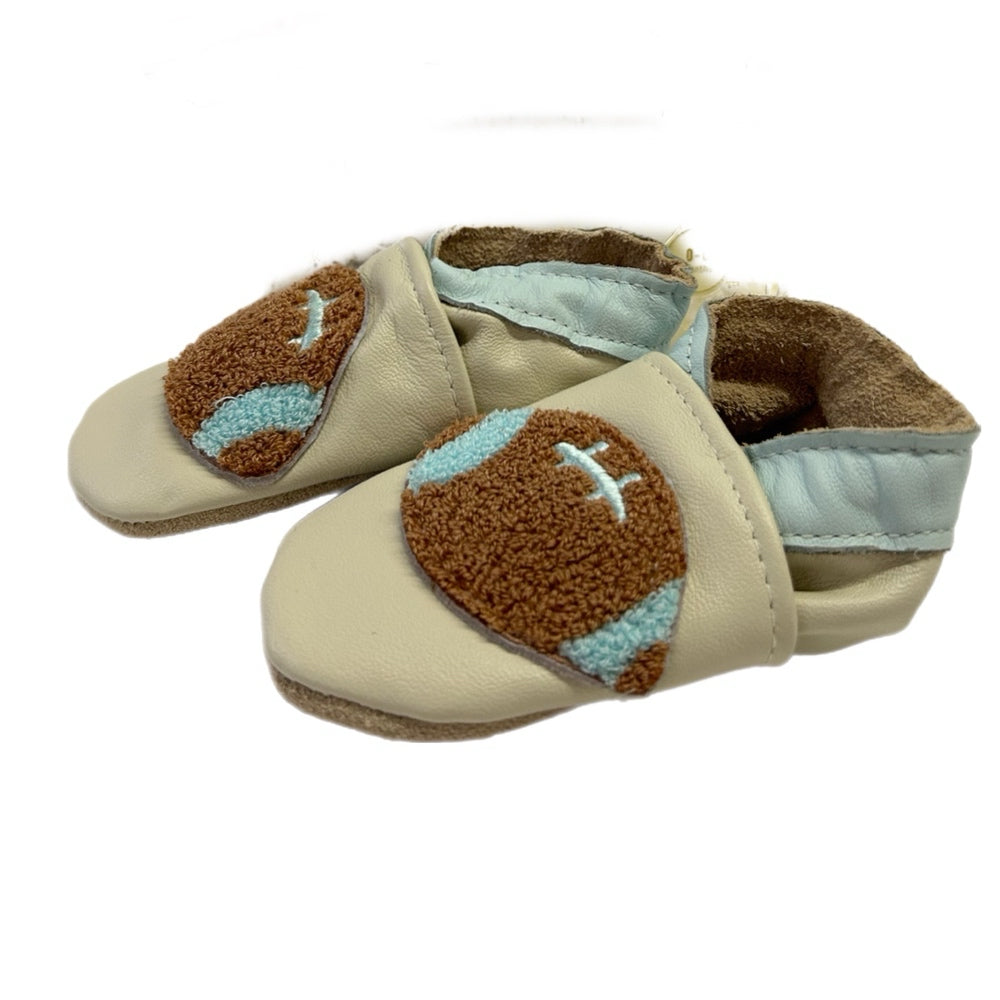 Jack & Lily Football Leather Moccasins Loafer Shoes SIZE 0-6 MONTHS