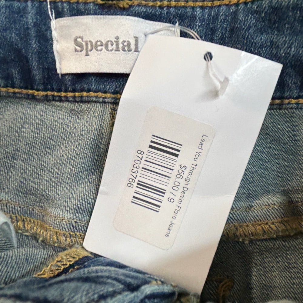 Special A Lead You Through Denim Flare Jeans Distressed SIZE 9 BRAND NEW! | Finer Things Resale