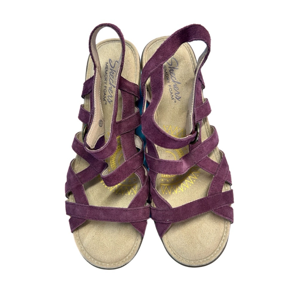 Skechers Parallel Three Strap Buckle Slingback Wedge Sandal SIZE 10