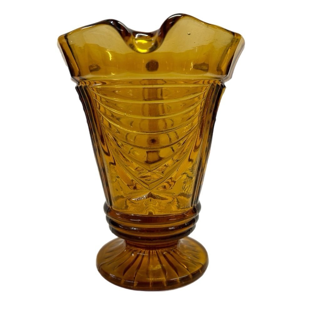 Sowerby Art Deco Amber Glass Pitcher Jar Jug 7" | Finer Things Resale