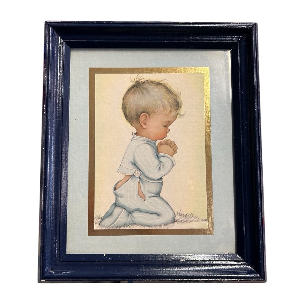 Bless Us All Praying Boy print picture 11x13 VINTAGE Charlot Byi | Finer Things Resale