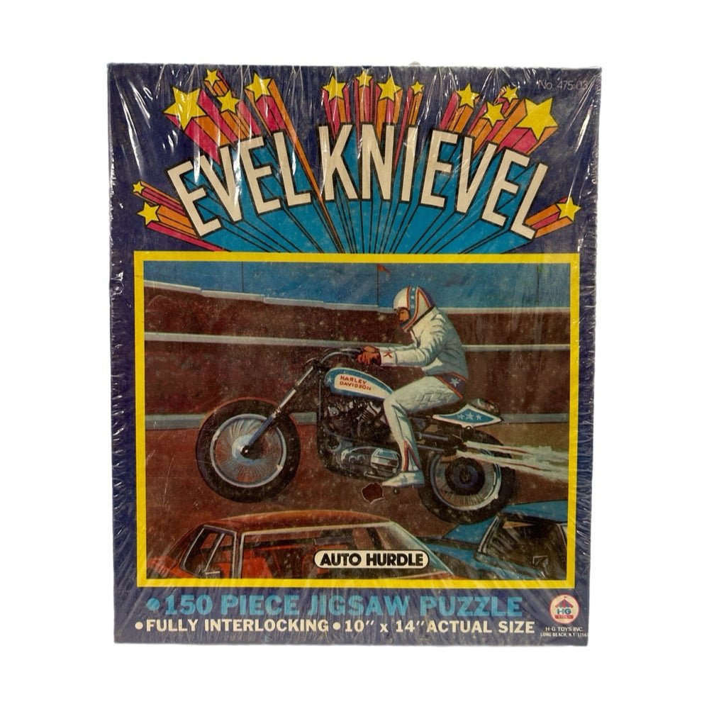 Evel Knieval Auto Hurdle 150 piece jigsaw puzzle H-GToys NEW factory sealed 1974 | Finer Things Resale