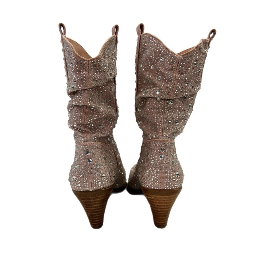 Jessica Simpson Zellya Pink Rhinestone Western  Boots Sparkle Cowgirl SIZE 7 | Finer Things Resale