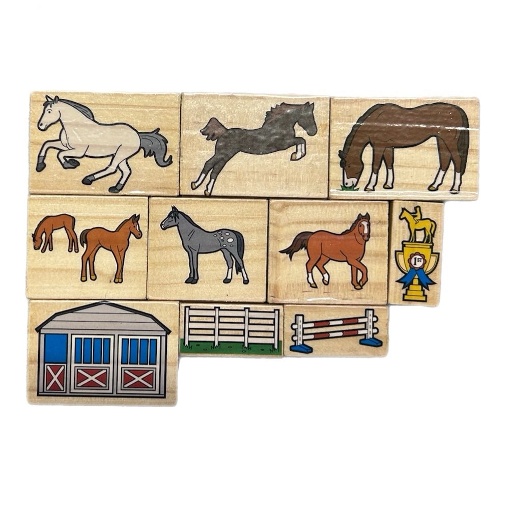 Melissa & Doug Wooden Horses Stamp Set REPLACEMENT stampers 10pc | Finer Things Resale