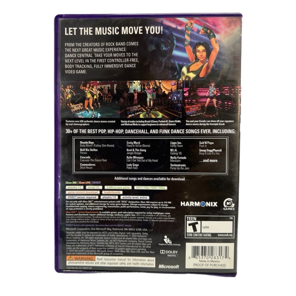 Dance Central Kinect XBOX 360 game Microsoft 2010 Rated 2010 | Finer Things Resale