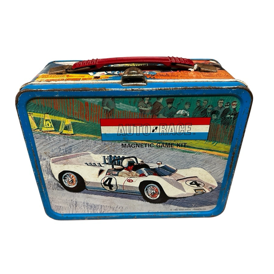 Auto-Race Magnetic Game Kit Case Metal Lunch Box King-Seely Thermos VINTAGE 1967 | Finer Things Resale