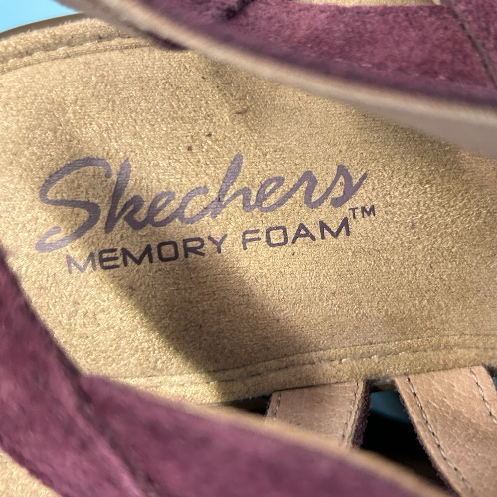 Skechers Parallel Three Strap Buckle Slingback Wedge Sandal SIZE 10