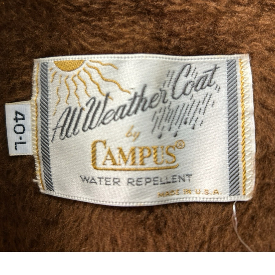 Vintage Campus All Weather Men's Car Overcoat Coat Size 40L 1960's Made in USA