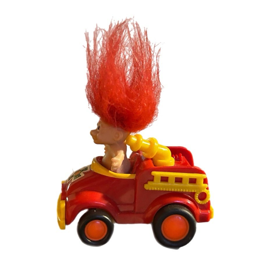 Russ Berrie Fireman Troll  Fire Truck Pull Back Toy 2014483  VINTAGE 1990's | Finer Things Resale