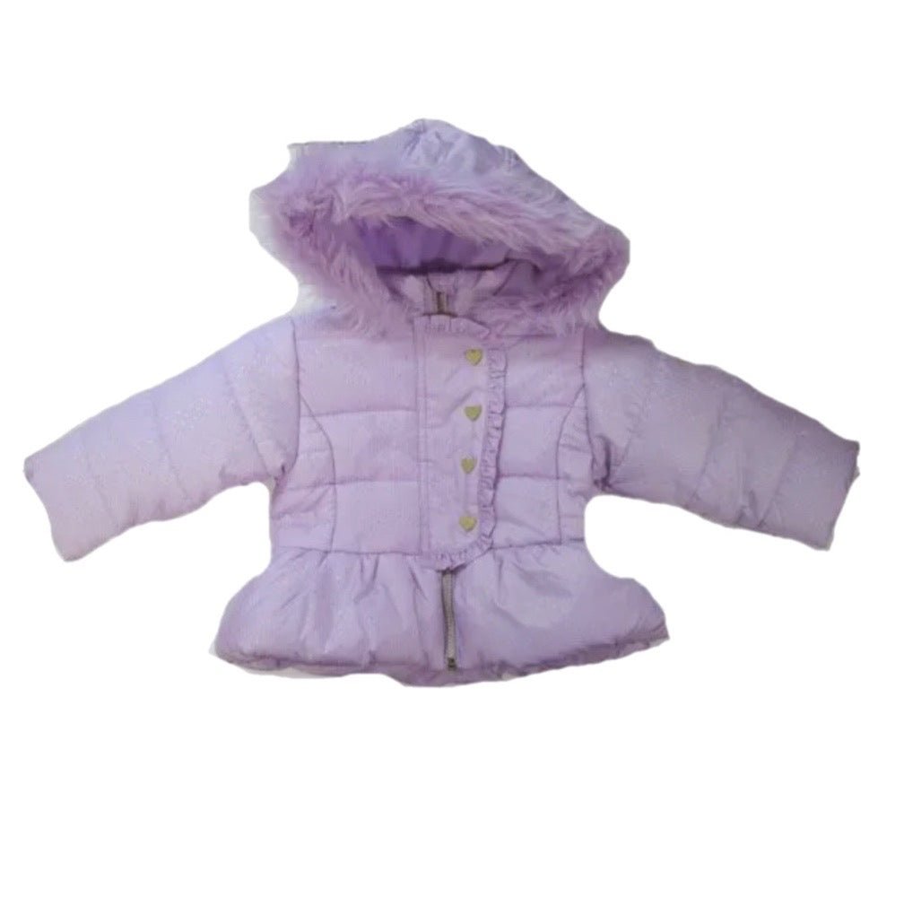 Pistachio faux fur hood coat SIZE 12 MONTHS | Finer Things Resale