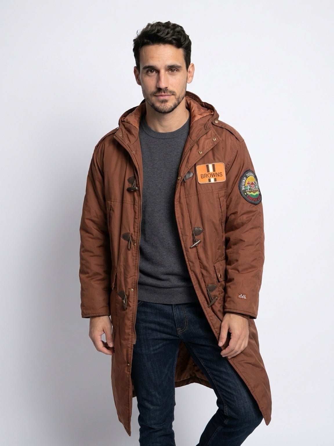 VINTAGE Cleveland Browns Mirage First String NFL Stadium Parka Coat XLARGE | Finer Things Resale